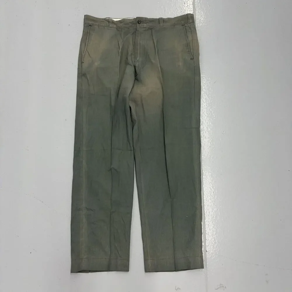 Vintage 60s Sears Green Sanforized Workwear Chinos 36x28